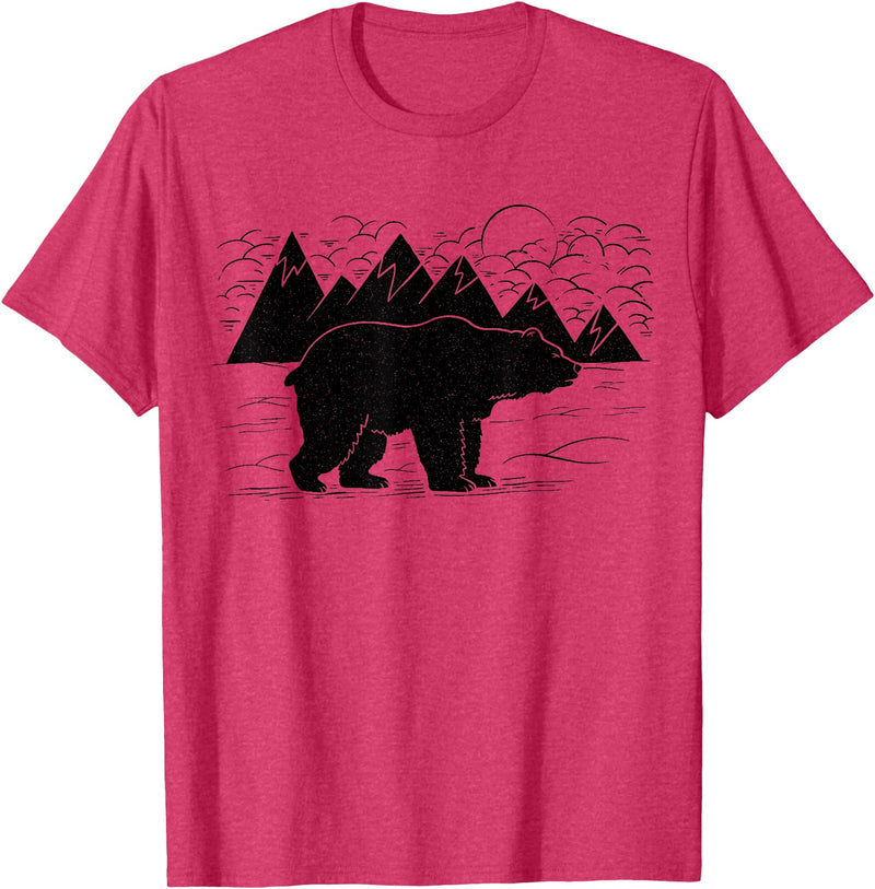 Black Bear Wildlife Animal Wilderness Graphic T-Shirt - Red Heather
