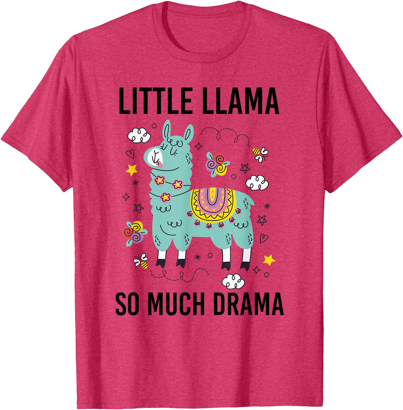 Llama Shirt Kids Boys Toddler Little Llama So Much Drama T-Shirt - Red Heather