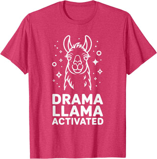 Funny Llama Humor Quirky Quotes Lovers Drama Llama Activated Funny Quote Humor T-Shirt - Red Heather