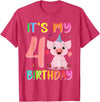 Pig Lover Shirt Farm Birthday Boy Girl Gift It’s My 4th Birthday Pig for Pig Lover 4 Year Old T-Shirt - Red Heather