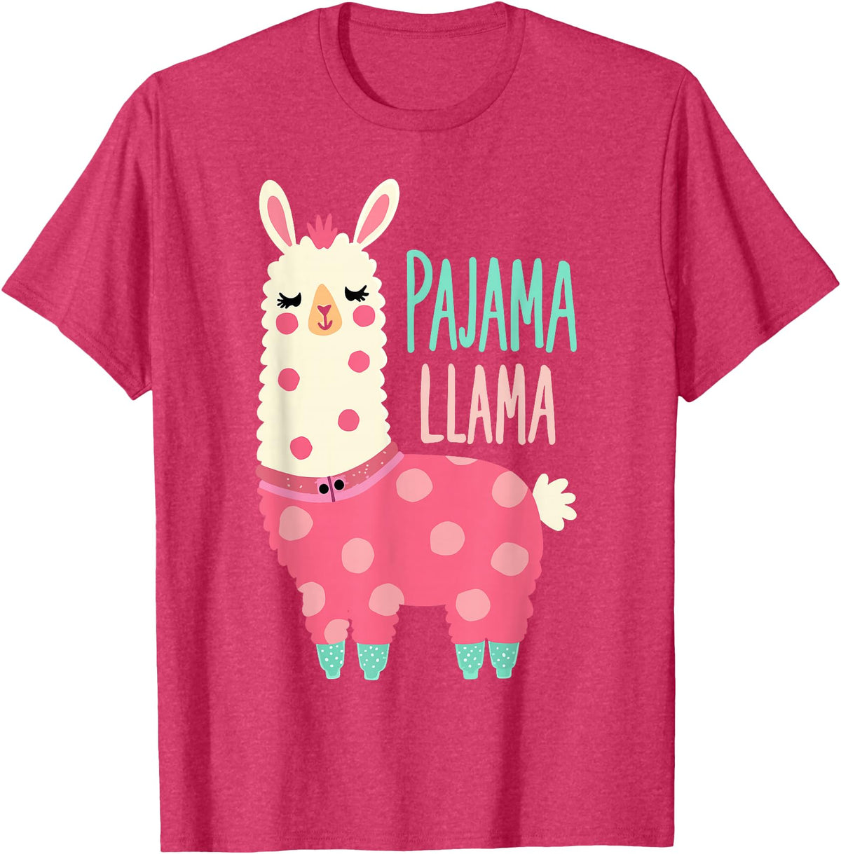 Two Suns Llama Design Lama Pajama T-Shirt - Red Heather