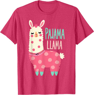 Two Suns Llama Design Lama Pajama T-Shirt - Red Heather