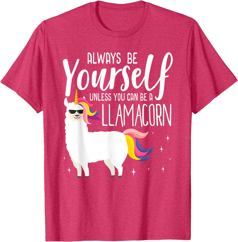 Llamacorn Clothing Always be a Llamacorn T Shirt | Fantasy Magic Llama Unicorn T-Shirt - Red Heather