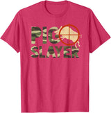 Funny Boar Hunting Clothing Pig Slayer Camo Funny Hog Hunting T-Shirt - Red Heather