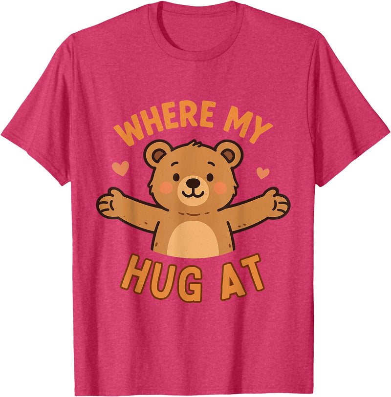 Where My Hug At Co. Where My Hug at Bear Hug Graphic T-Shirt - Red Heather