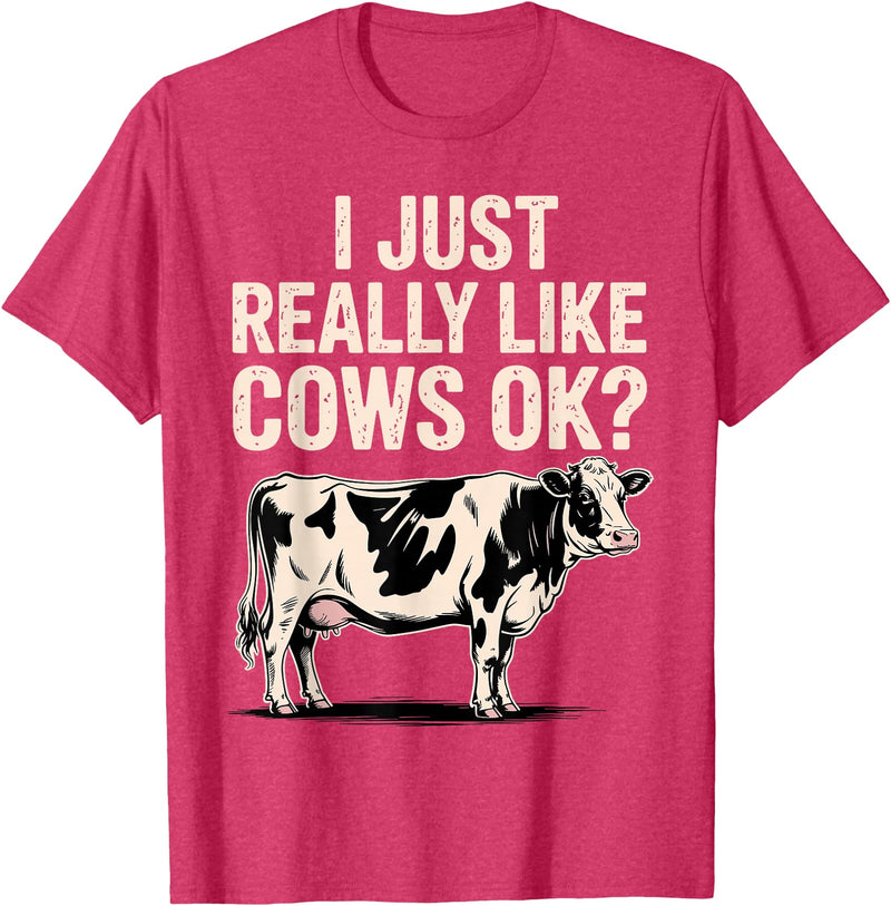 Cow Gift Cow Lover Accessories Cattle Farmer Stuff Funny Cow Design for Men Women Kids Dairy Cattle Cow Lovers T-Shirt - Red