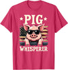 Patriotic 4th Of July Pig Farmer Farming Tees US Flag Hog Farmer Pig Whisperer T-Shirt - Red Heather