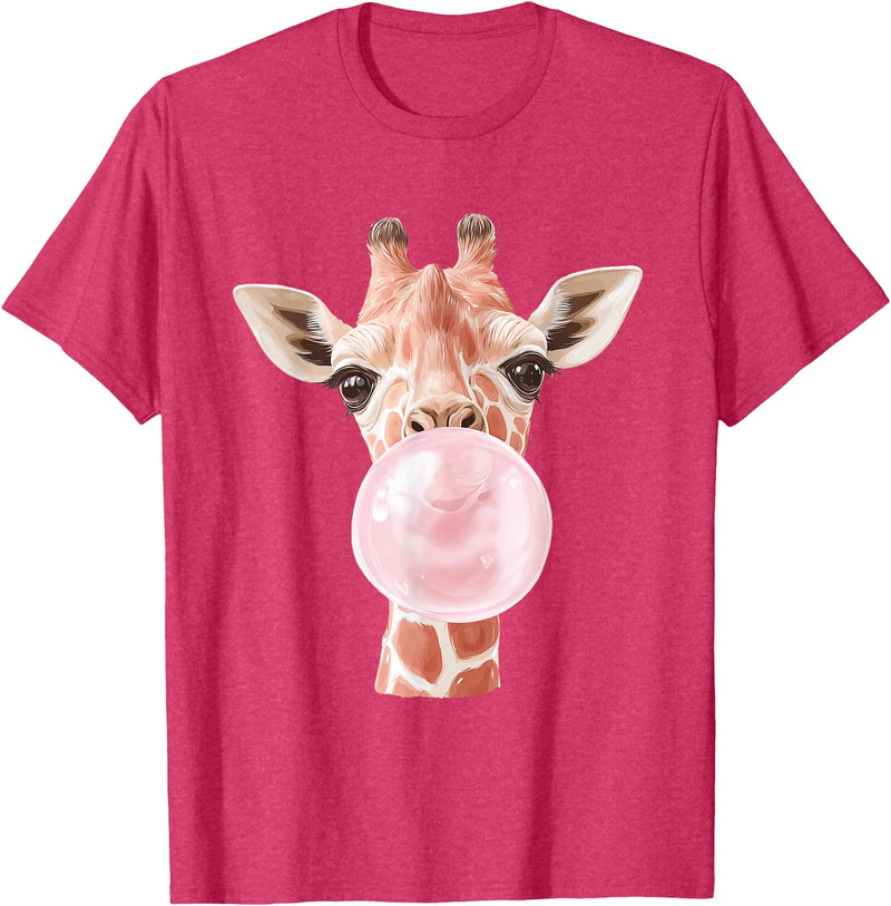 FunnyGiraffeCo. Cute Giraffe Bubble T-Shirt - Red Heather