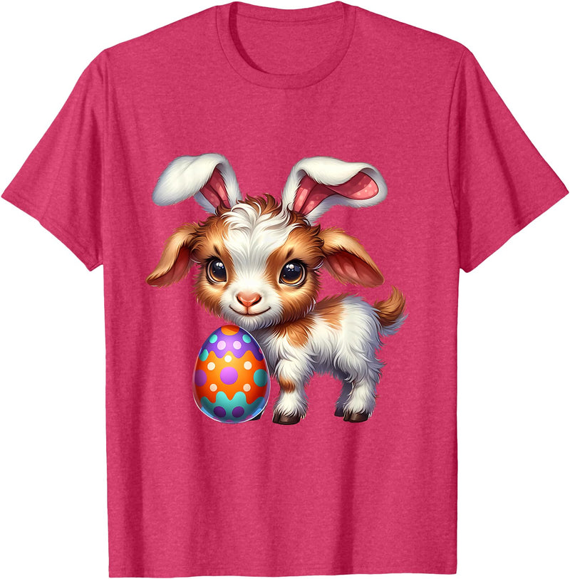 Easter Goats Lover Egg Eggs Bunny Rabbit Bunnies Funny T-Shirt in Red Heather