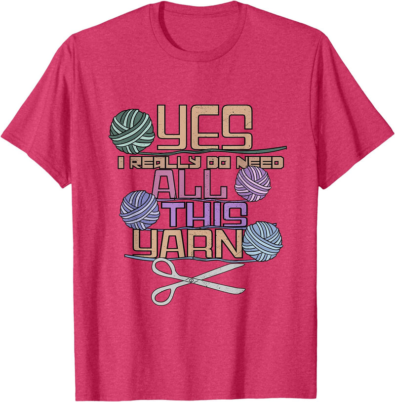 Yarn Crafting Tee Co Funny Yarn Crafting Saying Knitting Crochet T-Shirt - Red Heather