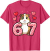 Guinea pig 67 Meme Valentines Cute 67 Heart Guinea Pig Love T-Shirt - Red Heather