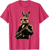 Cute Rabbit Bunny Playing Saxophone Rabbits Musician Music T-Shirt in Red Heather