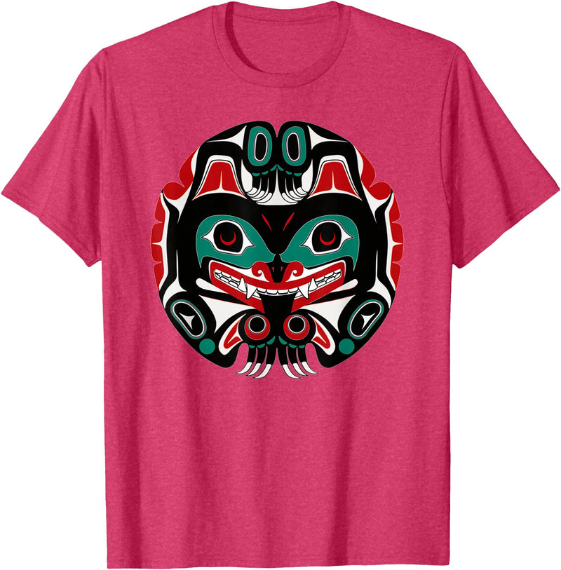 Tribal America Alaska Native American Art Tlingit Eagle Tribal Bear Clan T-Shirt - Red Heather