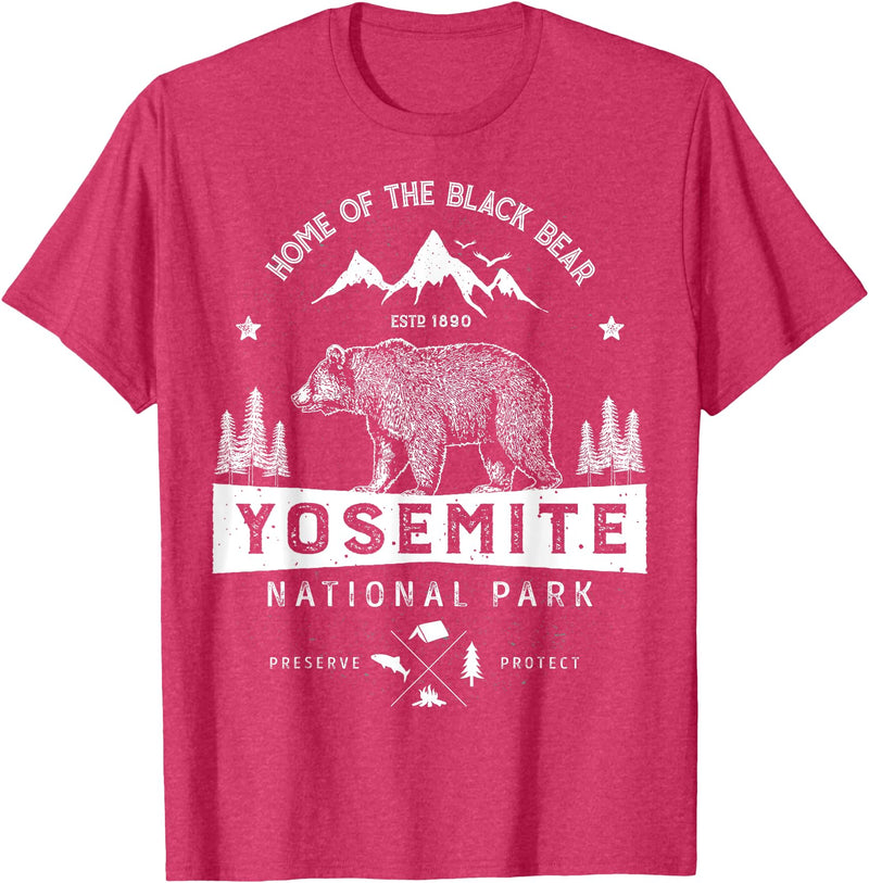 Lique National Park Yosemite National Park T shirt California Bear Vintage Gifts T-Shirt - Red Heather