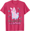 Just A Girl Who Loves Llamas BW Art Llama Girl Shirt Just A Girl Who Loves Llamas Cute T-Shirt - Red Heather