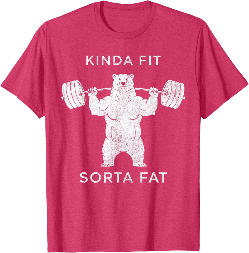 Polar Bear Funny Gym Guy Gifts Powerlifting Fat Guy Shirt, for Men Kinda Fit Sorta Fat Bear T-Shirt - Red Heather