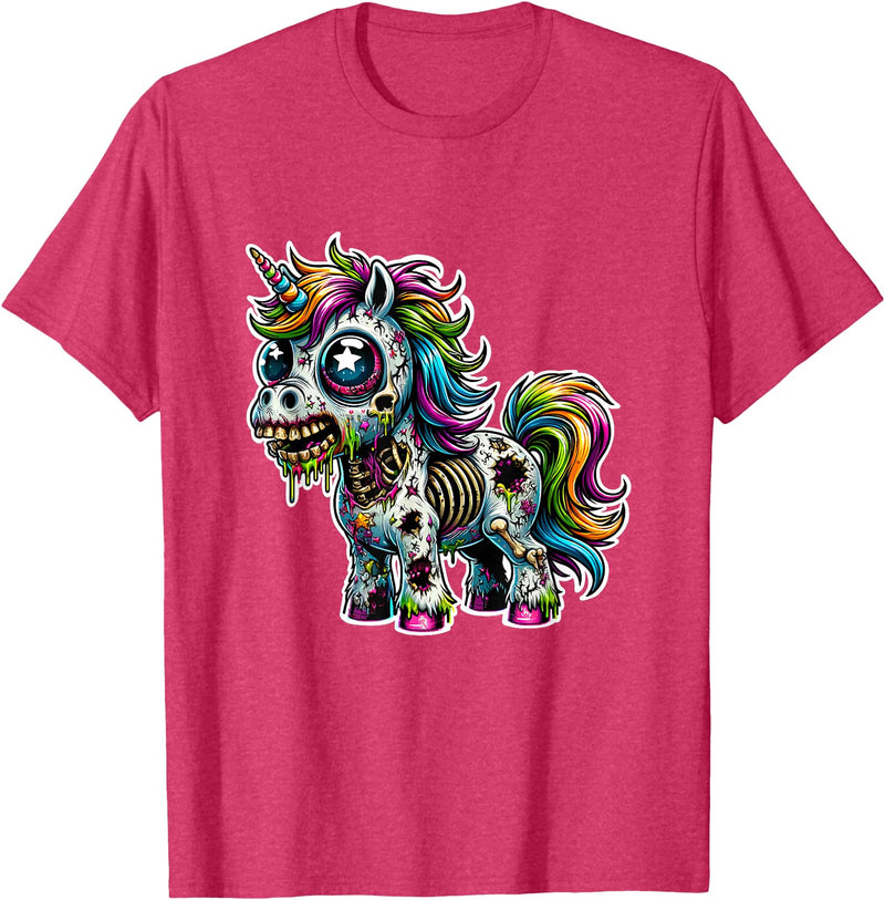 Cool Zombie Horror and Halloween Designs Scary Zombie Unicorn Scary Halloween Horror Monster Design T-Shirt - Red Heather