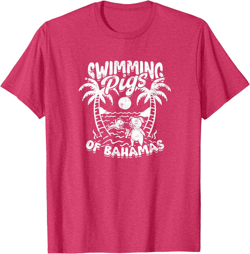 Bahamas - Animals - Attraction SWIMMING PIGS OF BAHAMAS - Bahamas T-Shirt - Red Heather