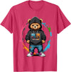 The Big Teddy Bear Crew Teddy Bear Gangster in Hip Hop Street Clothes T-Shirt - Red Heather