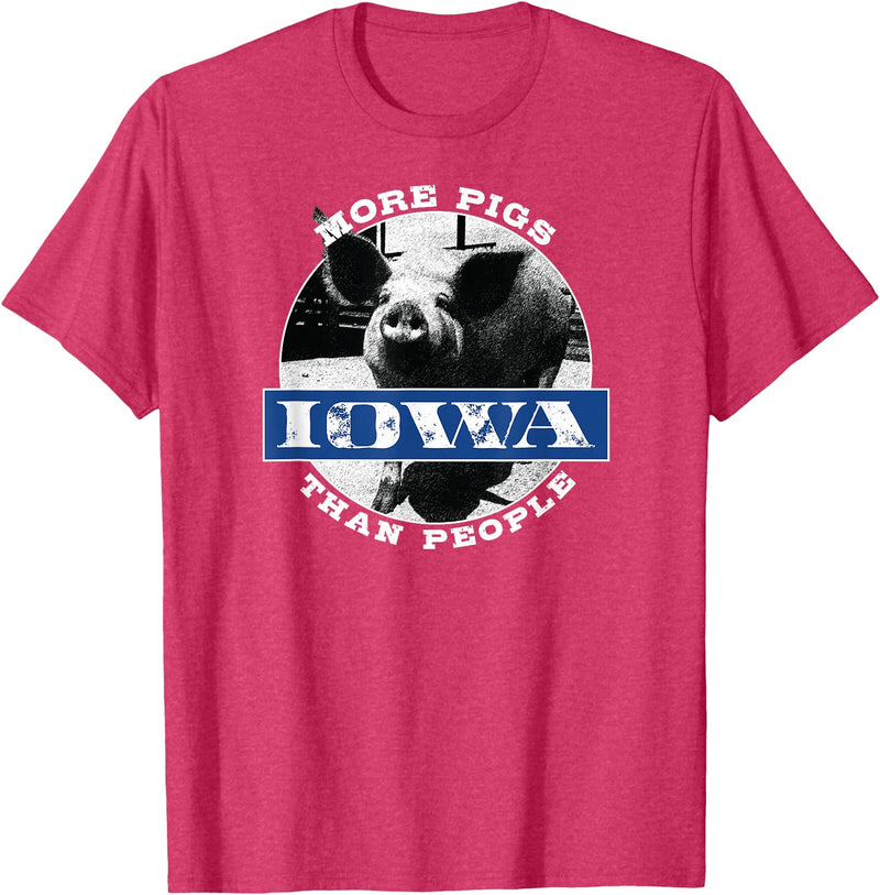 Iowa Gifts by LAD Graphics Iowa Gifts Fun Fact "Iowa More Pigs Than People" Cute Gift T-Shirt - Red Heather