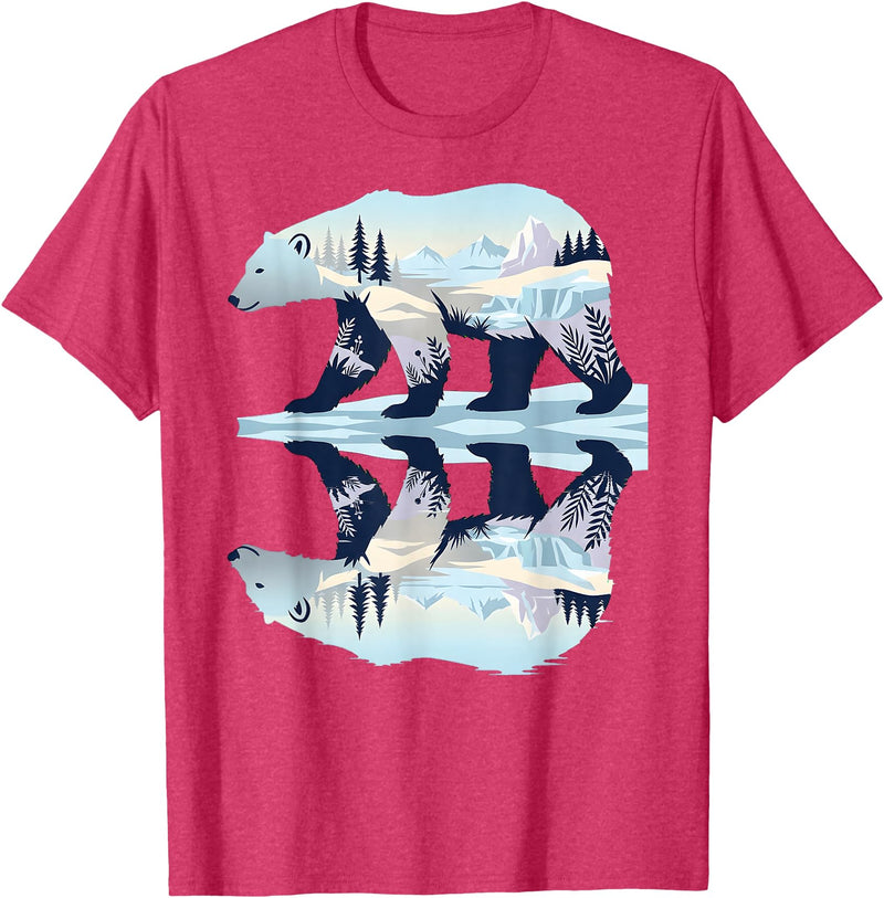 Polar Wildlife Fan Lover Nature Polar Bear Arctic Wildlife Nature Lover Animal Art Kids T-Shirt - Red Heather