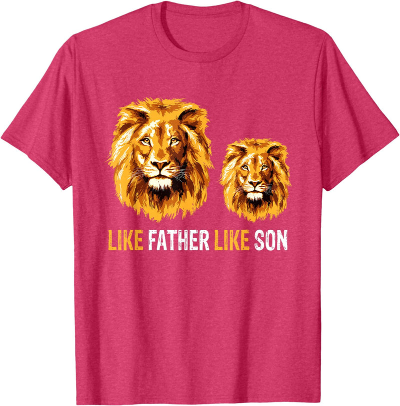 Like Dad Like Son Daddy Lion Fathers Day Ideas Lion Dad Like Father Like Son Lions Lovers Fathers Day T-Shirt - Red Heather