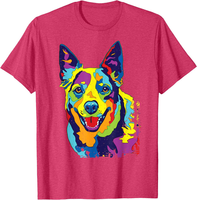 Funny Dog Lover Shirts Cattle Dog Shirt Funny Australian Cattle Dog Pop-Art Shirt T-Shirt - Red Heather