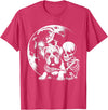 Cute Skeleton Boxer Dog Halloween Women Men Skeleton Hugging Dog Halloween Boxer Lover Mom Dad T-Shirt - Red Heather