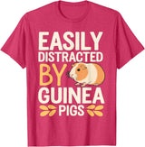 Easily Distracted by Guinea Pigs Outfit Guinea Pigs Jokes Easily Distracted by Guinea Pigs Sarcastic T-Shirt - Red Heather