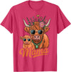 Scottish Farm Matching Mom Daughter Highland Cow Highland Cow Mama Mom Baby Calf Daughter Floral Mothers Day T-Shirt - Red