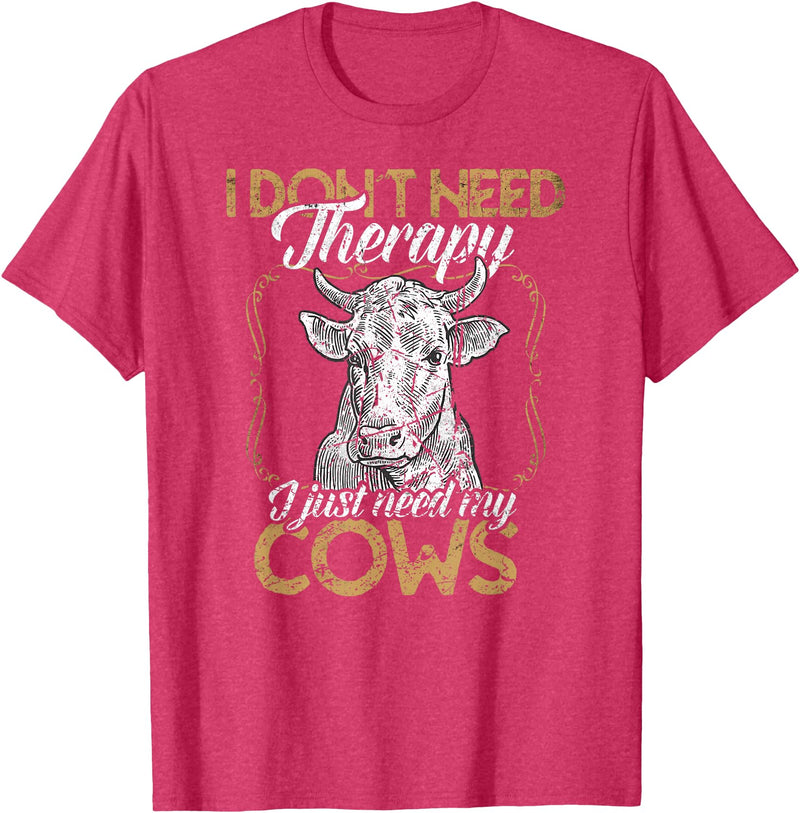Kuh Kühe Rinder Cow Landwirt Geschenke Bekleidung Ich brauche keine Therapie nur meine Kühe Kuh Landwirt T-Shirt - Red