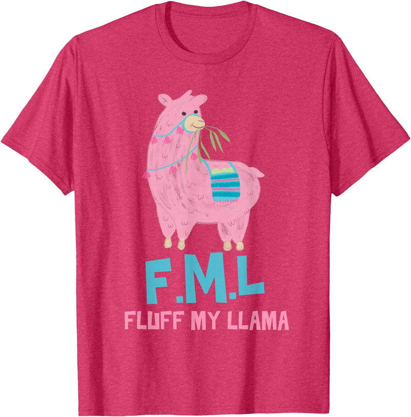 BlueTonic Animals FML Fluff My Llama Cute Animal T-Shirt - Red Heather