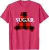 Buffalo Plaid Bear Designs Sugar Nickname Bear Buffalo Plaid Design T-Shirt - Red Heather