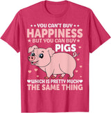 Funny Pig Farm Piggy Farmer Farming Gifts DAIMMER You Can't Buy Happiness But You Can Buy Pigs Which Is Pretty T-Shirt - Red Heather