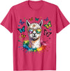 Funny Llama Lover Graphics Cute Llama with Sunglasses Animal Art Graphic Funny Alpaca T-Shirt - Red Heather