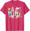 Easter Mimi Bunny Ears Coquette Bow Easter Rabbit Women T-Shirt in Red Heather