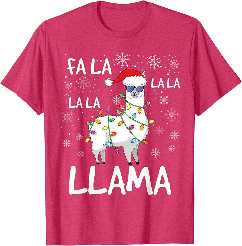 Funny Christmas Llama Shirts FA La La Llama Shirt Women Men Kids Funny Llama Christmas T-Shirt - Red Heather