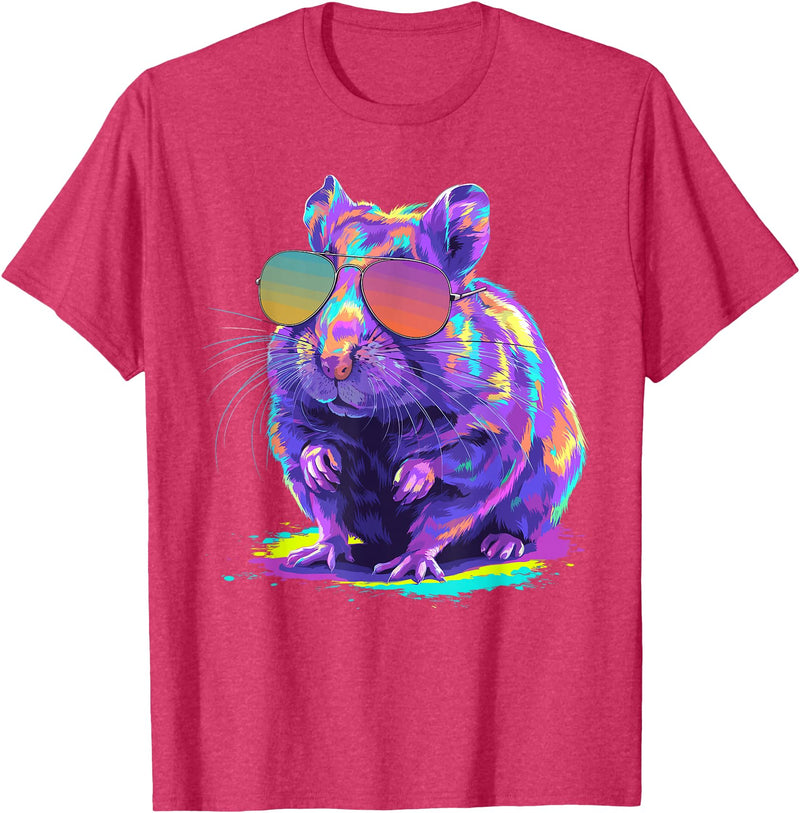 Cute Hamster Art for Men Women Kids Syrian Hamster Lover T-Shirt - Red Heather