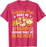 Funny Guinea Pig Gifts For Women Men Kids by DMTRY Guinea Pigs Make Me Happy Humans Make My Head Hurt T-Shirt - Red Heather