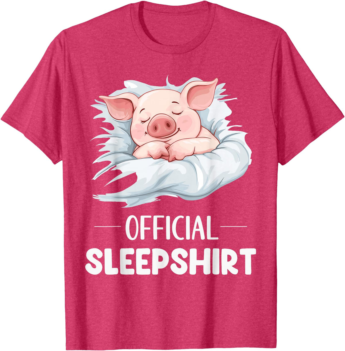 Cute Sleeping Pig Nightgown Sleepwear Pajama Official Sleepshirt Cute Sleeping Pig Animal Lovers Pajama T-Shirt - Red Heather