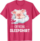 Cute Sleeping Pig Nightgown Sleepwear Pajama Official Sleepshirt Cute Sleeping Pig Animal Lovers Pajama T-Shirt - Red Heather