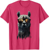 Funny Llama Lover Graphics Funny Alpaca Llama with Sunglasses Animal Graphic T-Shirt - Red Heather