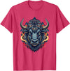 Wild Buffalo Bison Tribal Western Spirit Fierce Wild Bison Head Tribal Geometric Buffalo T-Shirt - Red Heather