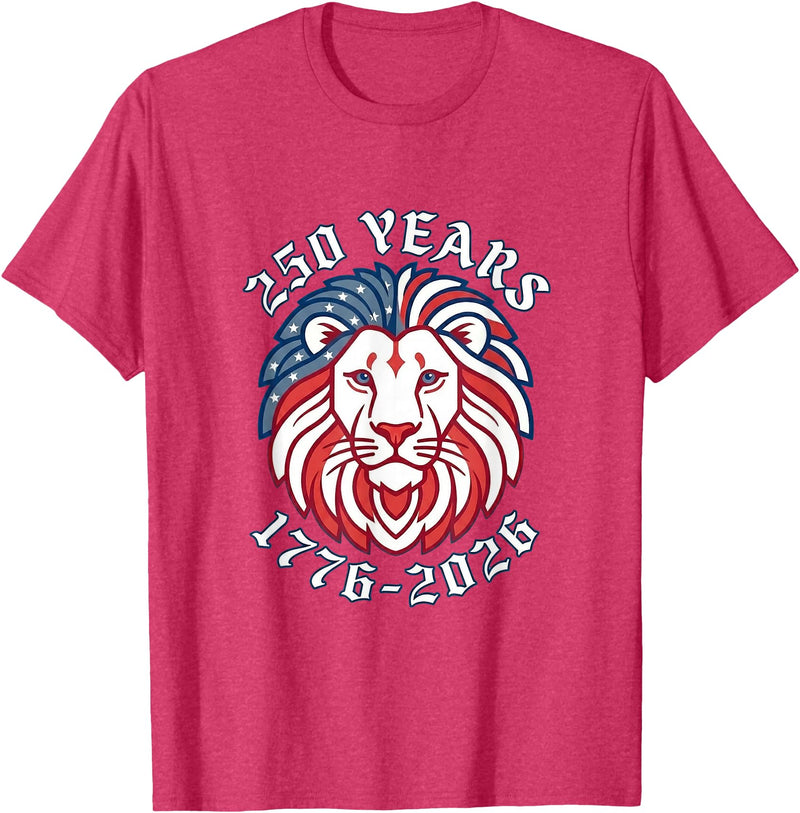 250th Anniversary Vintage Funny Cute Tees 250 Years 250th Anniversary July 4th Lion T-Shirt - Red Heather