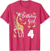 Giraffe Birthday Party by LazyPanda Giraffe 4th Birthday Girl 4 Years Old Giraffe Lover T-Shirt - Red Heather