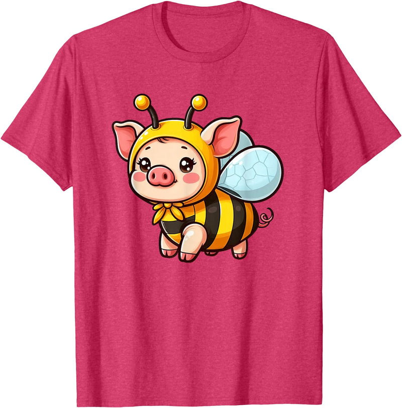Funny Mini Pig Gifts Mini Pig Bee Pet Funny Animal T-Shirt - Red Heather
