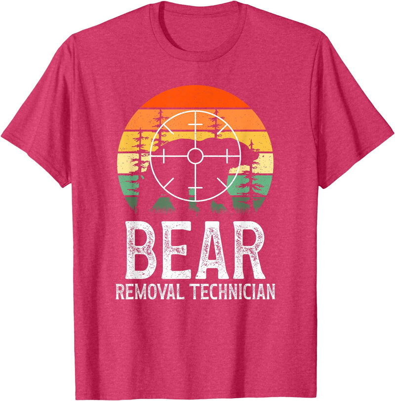 Funny Bear Hunting Lover Bear Hunter Bear Removal Technician Bear Hunting Bear Hunter T-Shirt - Red Heather