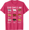 God Says I Am Christian Bible Verse Apparel God Says I Am Cute Heifer Cow Bible Verse Christian T-Shirt - Red Heather