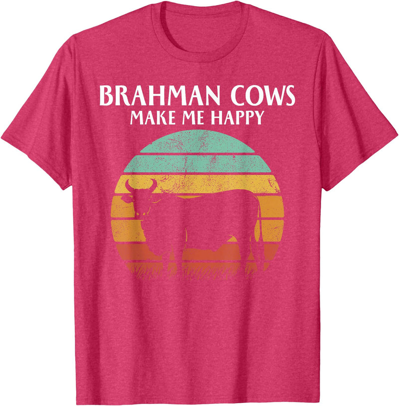 brahman cows make me happy T-Shirt - Red Heather
