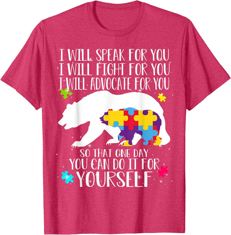Mama Papa Bear Shirt Autism Awareness Shirt For Women Men T-Shirt - Red Heather